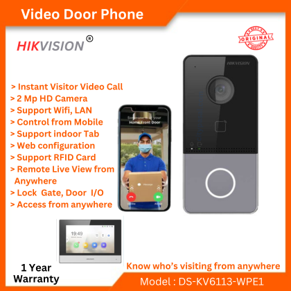 Door phone price in Nepal, Video door phone provider in Nepal, Video intercom in nepal. Hikvision DS-KV6113-WPE1price in nepal